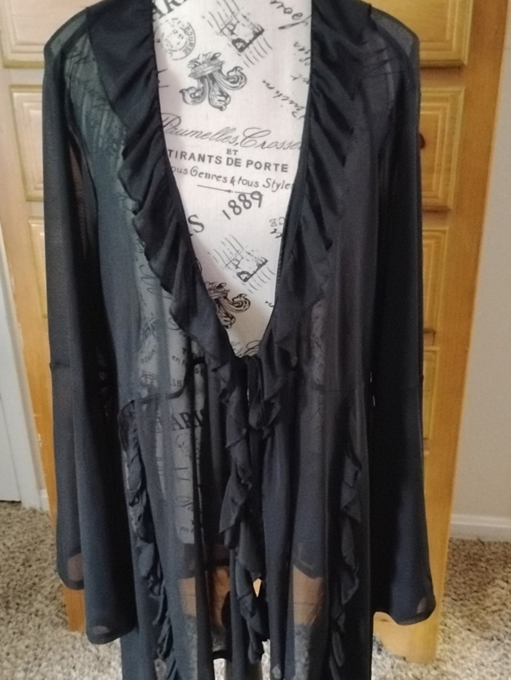 Torrid Deep Black Mesh Tie-Front Kimono